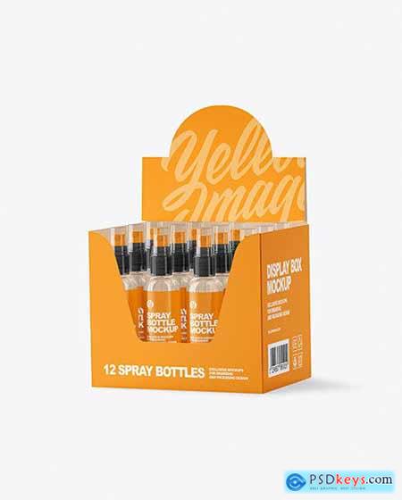 Display Box with Clear Spray Bottles Mocup 66410