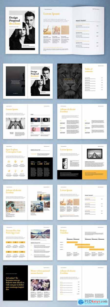 Design Proposal Brochure Layout with Yellow Accents 375647958