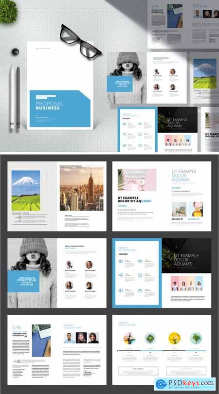 Business Proposal Layout with Blue Accent 376953088