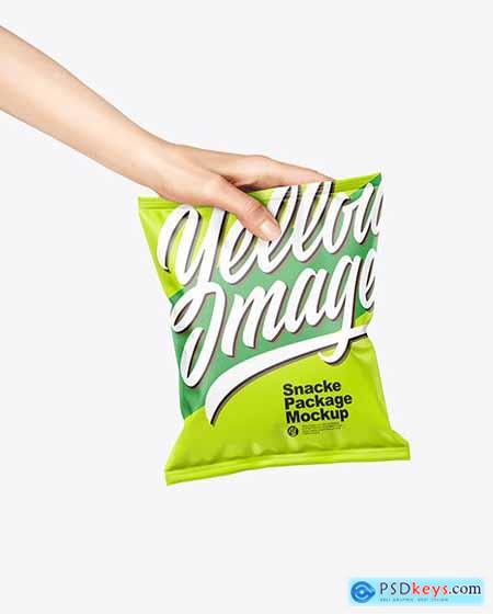 Matte Snack Package in a Hand Mockup 67218