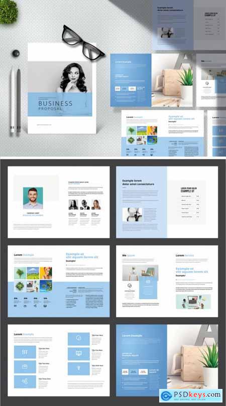 Creative Business Proposal Layout with Sky Blue Accents 377364433