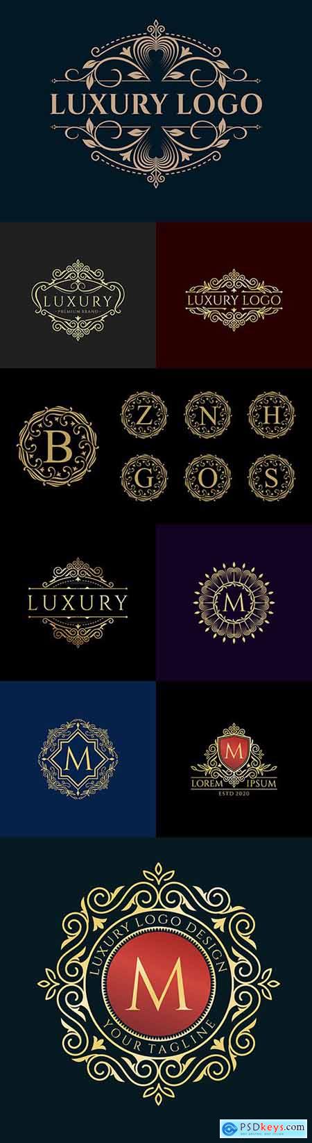 Letter and vintage luxurious logo collection design