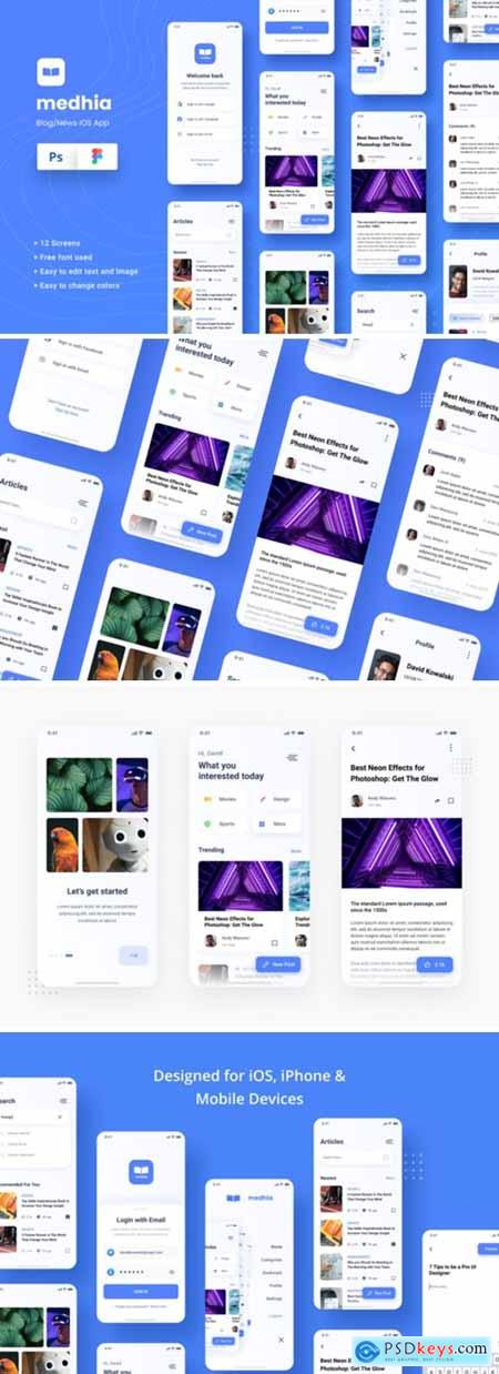 Blog News IOS App Figma & PSD Template 5609396