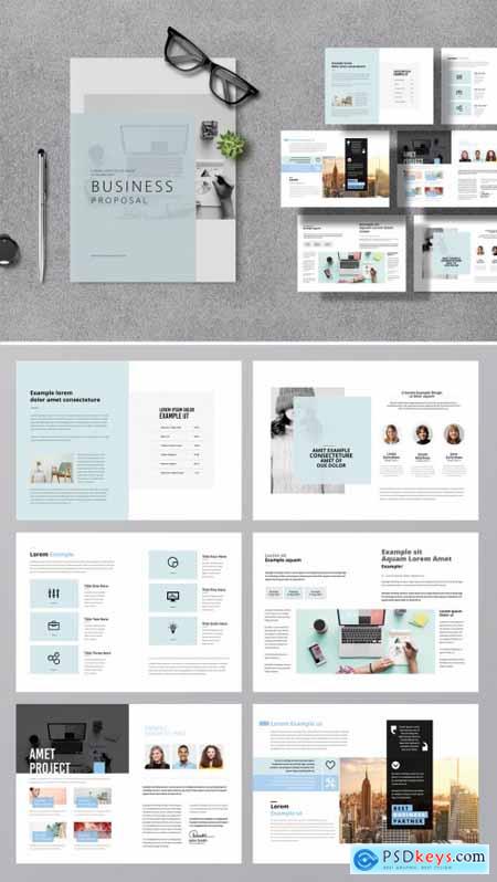 Creative Business Proposal Layout with Sky Blue Accent 378631387