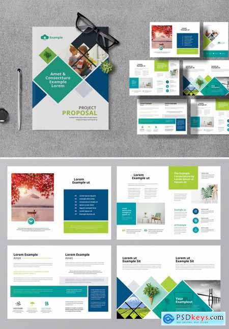 Company Project Proposal Layout with Blue Green Accents 379427883
