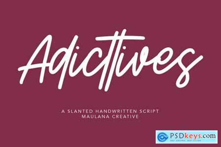 Adicttives Slanted Handwritten Script Font