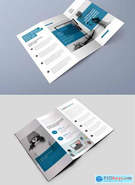 Corporate Clean Trifold Brochure Layout with Blue Accent 379673102