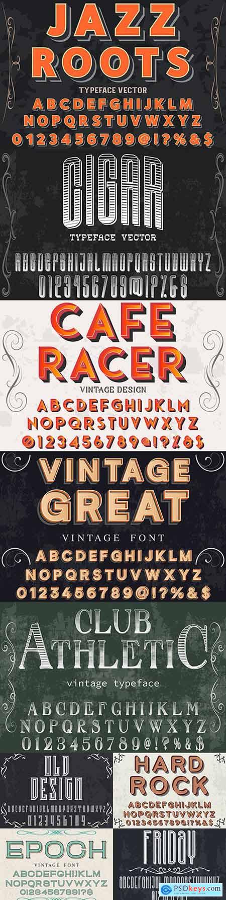 Vintage font effect text with alphabet illustration design