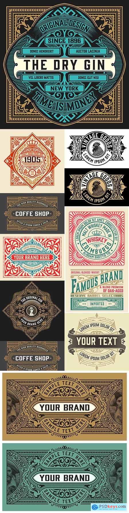 Vintage label whiskey with decorative elements