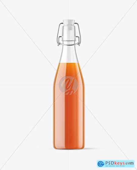 Clear Glass Juice Bottle with Clamp Lid Mockup 67596