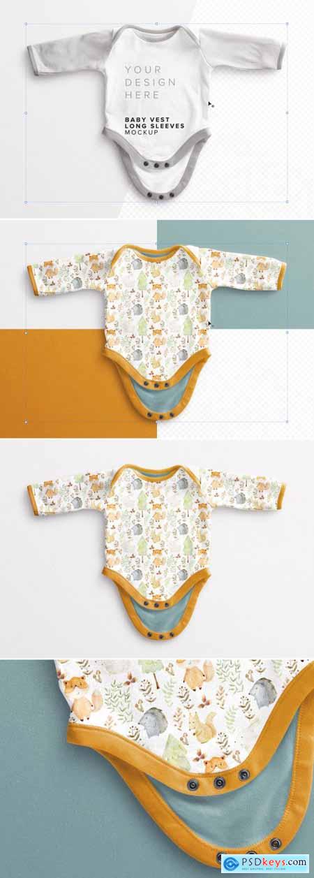 Download Baby Vest Long Sleeves Open Mockup 381436396 » Free Download Photoshop Vector Stock image Via ...