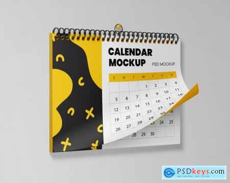 Realistic hanging calendar mockup
