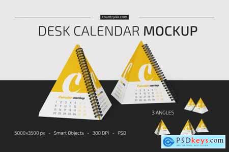 Spiral Pyramid Desk Calendar Mockup 5427530