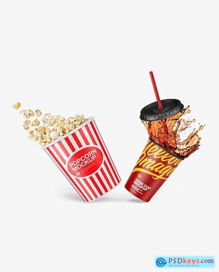 Cup Popcorn And Drink Mockup 67797