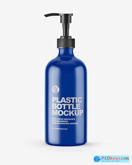 Glossy Cosmetic Bottle with Pump Mockup 67778