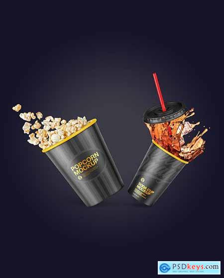 Cup Popcorn And Drink Mockup 67797