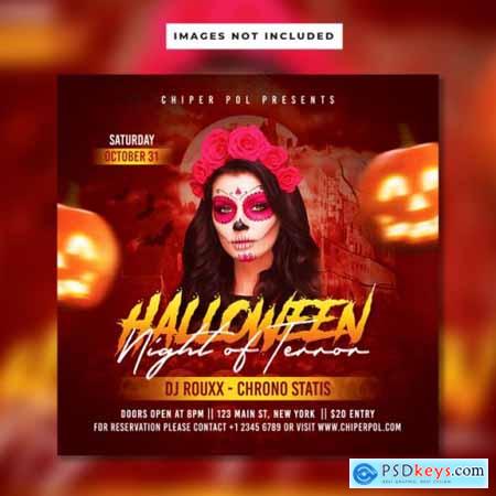 Halloween night party flyer template