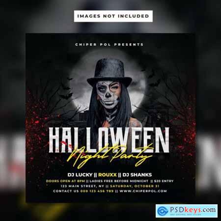 Halloween night party flyer template