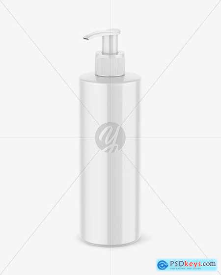 Glossy Soap Bottle with Pump Mockup 67888