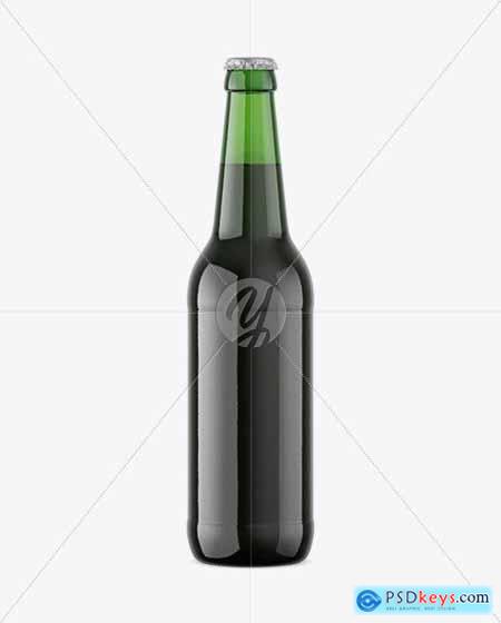 Green Glass Dark Beer Bottle Mockup 56537