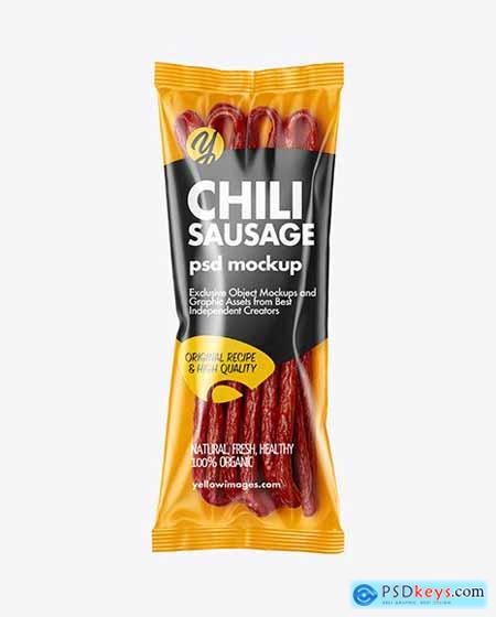 Plastic Bag With Chili Kabanos Sausage mockup 56709