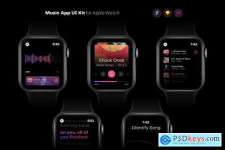 Music App UI Kit for Apple Watch Template