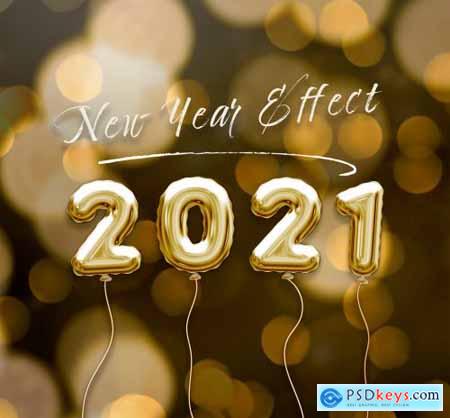 Foil New Year Balloon Text Effect Mockup 383931316