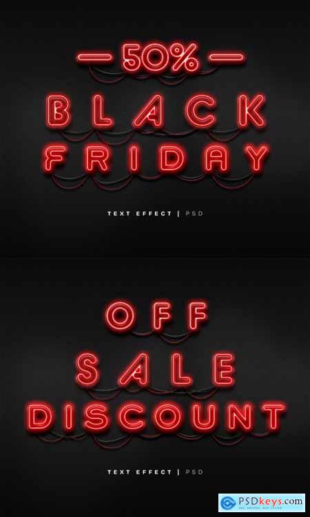 Black Friday Neon Text Effect Mockup 383930639