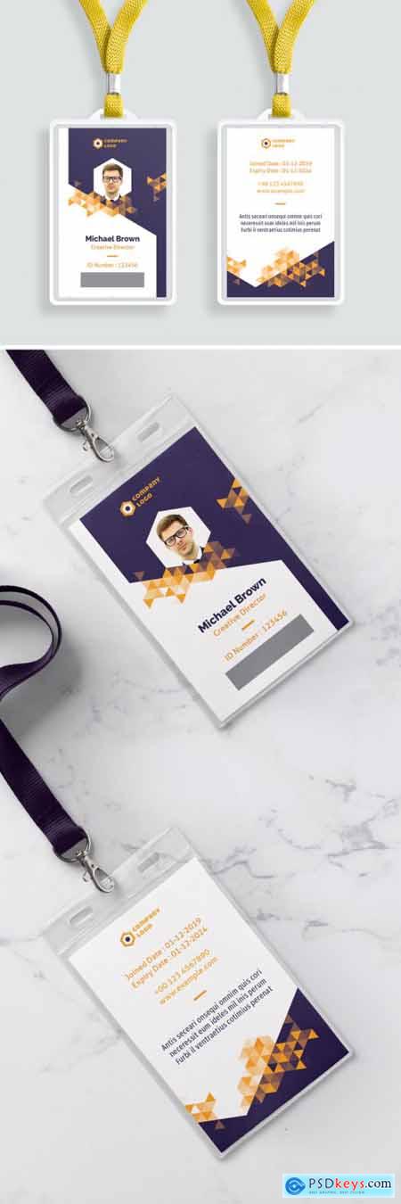 Id Card Layout with Yellow Gradient Triangle Elements 383380395
