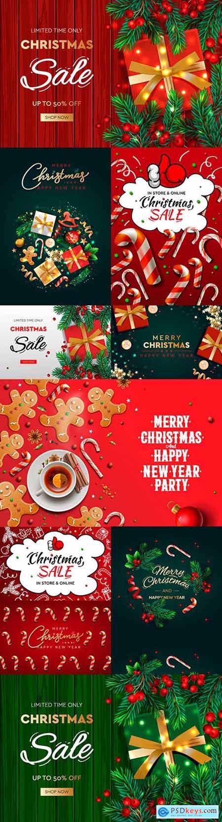 Christmas and New Year design festive realistic background 2