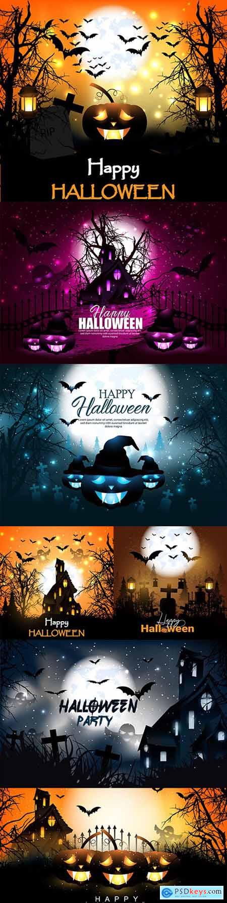 Halloween pumpkin and bat illustration horror