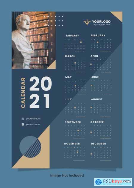 2021 wall calendar print ready template design