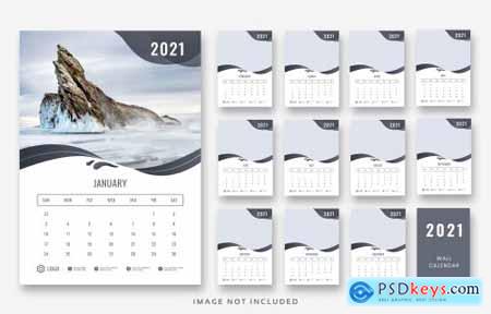 2021 wall calendar template design