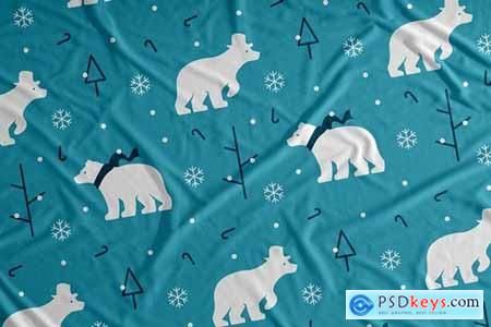 Polar Bear Snow Vector Seamless Pattern Background
