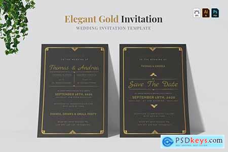 Elegant Gold - Wedding Invitation
