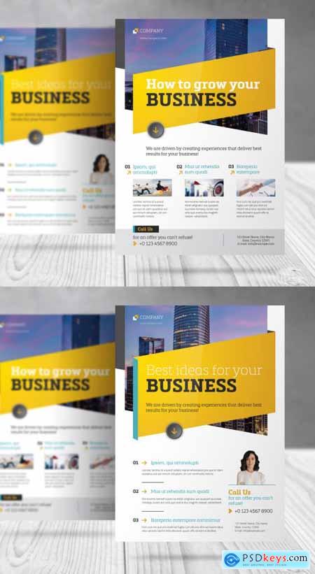 Business Consulting Flyer with Yellow Accents 386475272