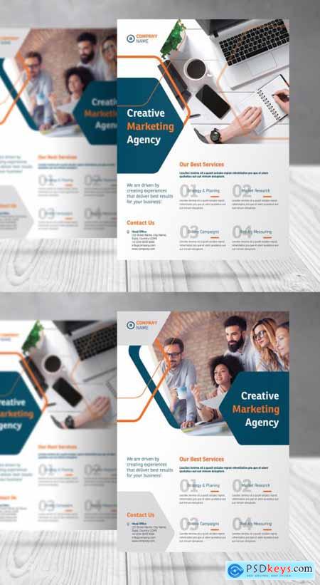 Business Flyer with Blue and Orange Accents 386475246