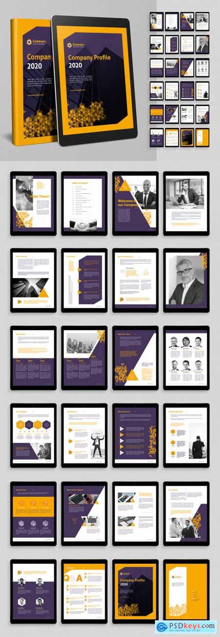 Ebook Company Profile Layout with Yellow Gradient Triangle Elements 386488911