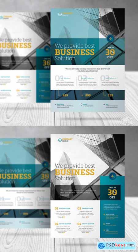 Business Flyer with Turquoise and Yellow Accents 386475258