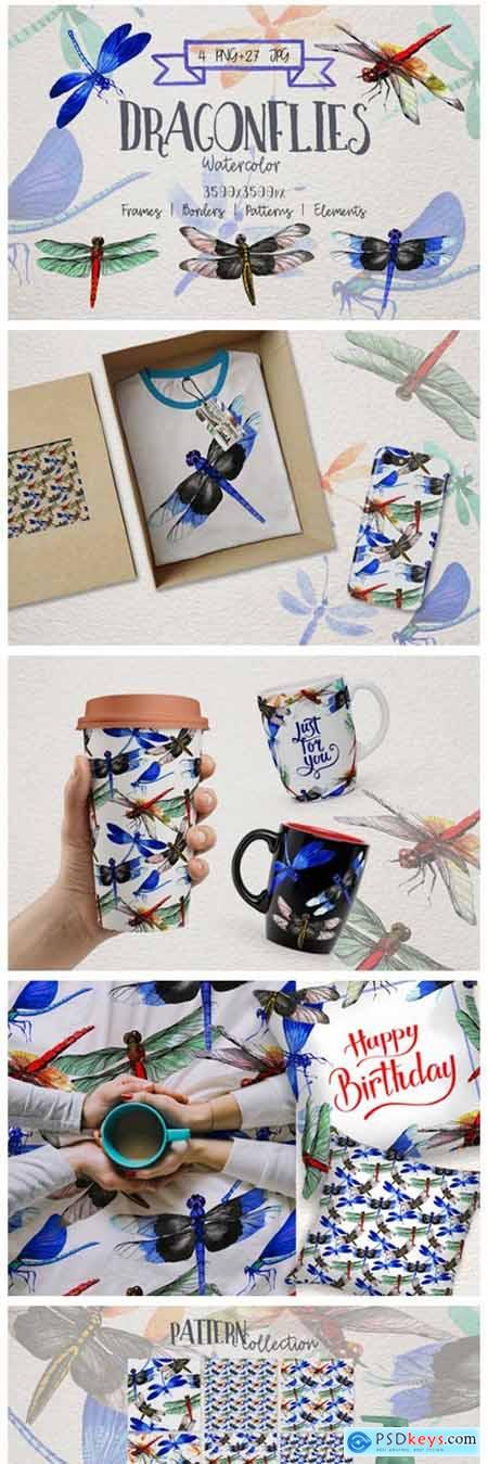 Insect Dragonfly PNG Watercolor Set 4754130