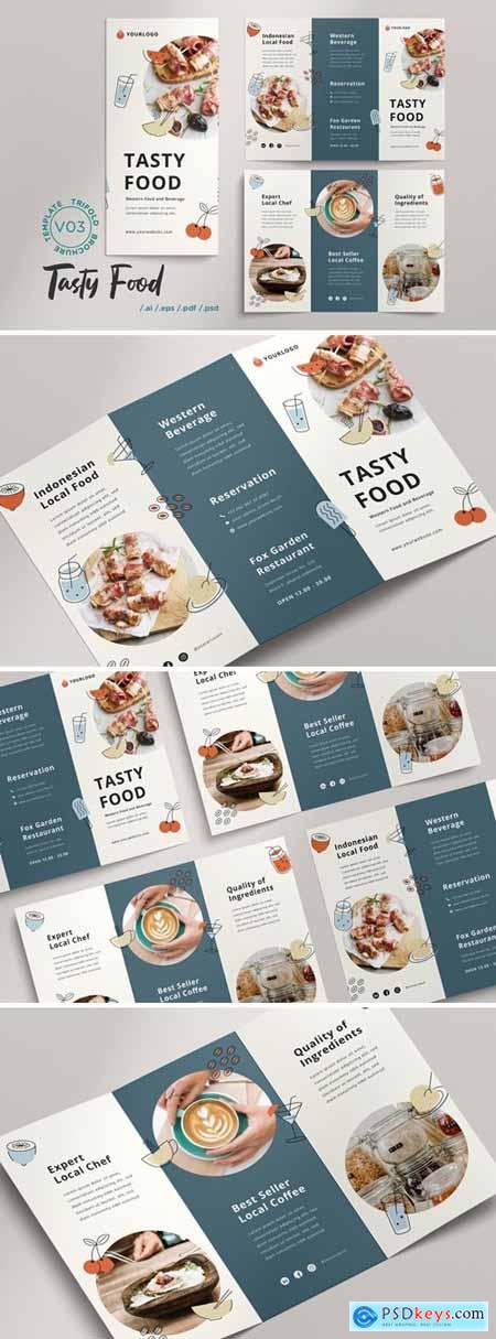 Trifold Brochure Vol.03 Tasty Food Menu Restaurant