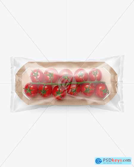 Kraft Paper Tray With herry Tomatoes Mockup 68543