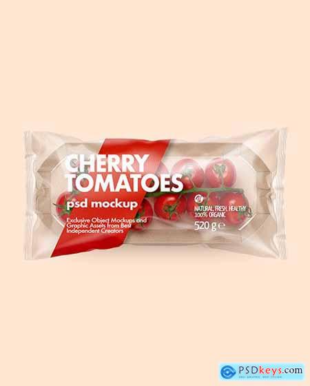 Kraft Paper Tray With herry Tomatoes Mockup 68543