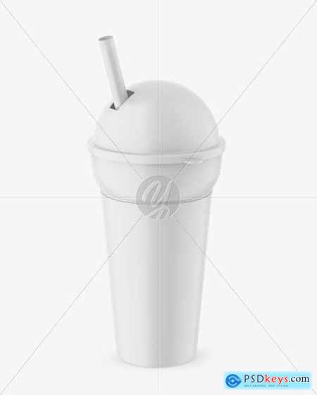 Matte Plastic Cup w- Straw Mockup 68695
