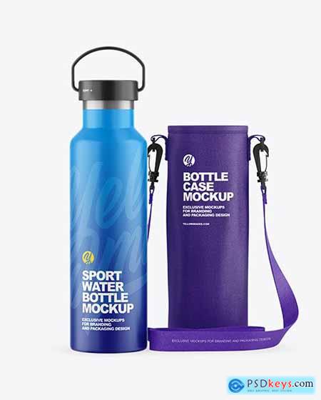 Matte Water Bottle W- Case Mockup 68781