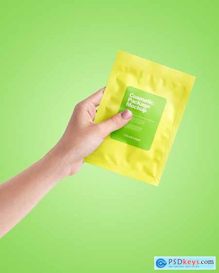 Sachet in a Hand Mockup 68629
