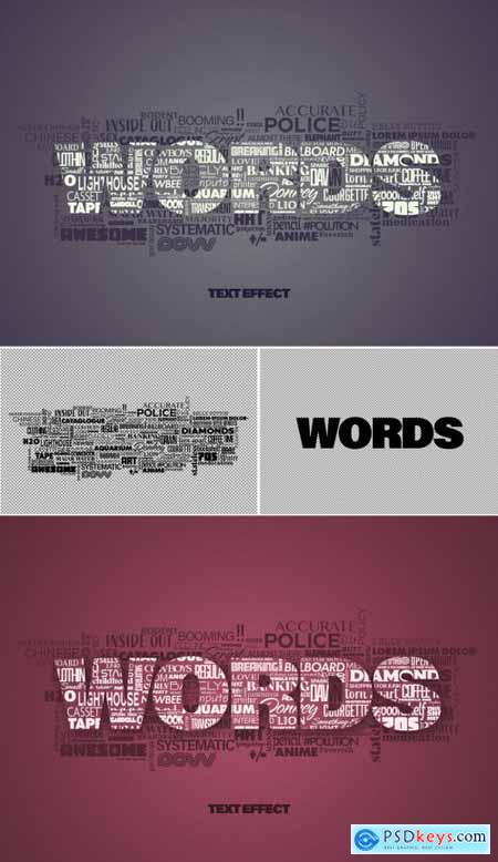 Mixed Text Words Cloud Effect Mockup 387205415