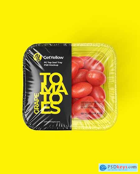 Clear Plastic Tray with Grape Tomatoes Mockup 68814