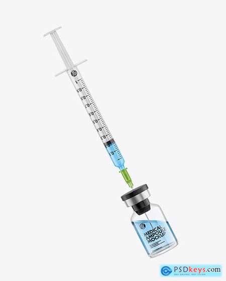Medical Ampoule with Syringe Mockup 68788