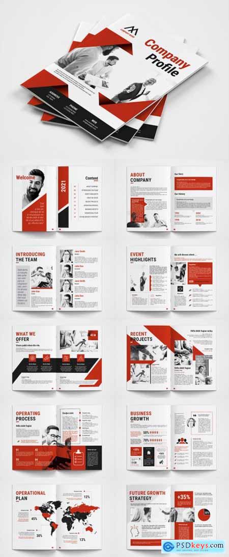 Company Profile Layout with Red Accents 388072916
